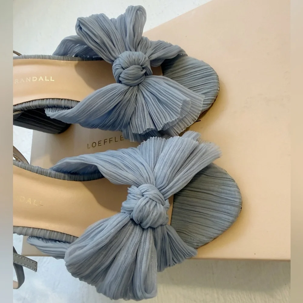 Loeffler Randall Camellia Blue Pleated Bow Heel - Picture 3 of 11